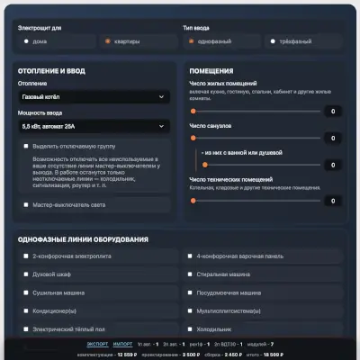 Калькулятор расчёта стоимости щита